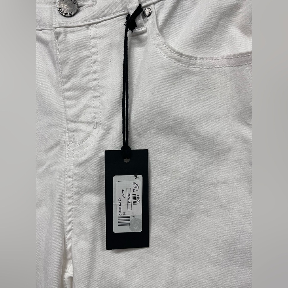 NWT APNY | Southwestern Cuff Cropped Straight Pull On White Denim Jeans 10‎ - Picture 10 of 10